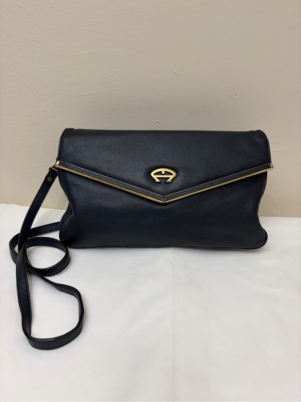 Etienne Aigner Vintage Classic Dark Navy Blue Shoulder / Crossbody / Clutch Bag